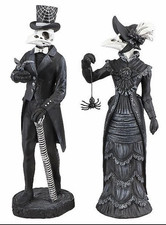 Hallow's Eve Victorian Style Crow Skeleton Bridal Couple - Set of 2 picture