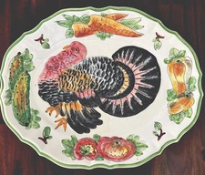 Vtg Italian Majolica Turkey Platter 20