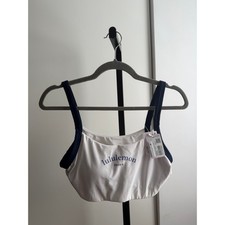 NWT Lululemon Straight-Strap Sports Bra Tennis Deuce - M - White/Club Blue picture