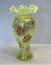 VTG Fenton Topaz Opalescent “Autumn Beauty” # 474/2500 Signed 8 1/2 Tall picture