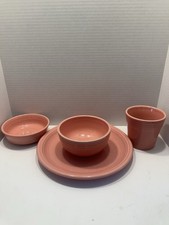Fiestaware Rose Peony Pink 6 Piece Place Setting Bowl, Dinner Plate, Salad, Cup picture