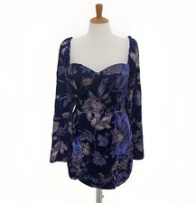 Lulus Simply Decadent Navy Floral Velvet Burnout Bustier Mini Dress M Hoco NWT picture