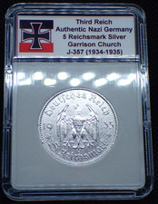 Nazi Germany Silver *1935-E* Church Coin 5 Reichsmark Third Reich in Case J.357 picture