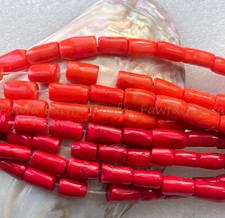 Big 15-18mm Natural Red Cylinder Coral Gemstone Smooth Loose Beads 15