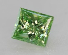 Cert 0.71 Carat Vivid Green VVS1 Princess Natural Enhanced Diamond 5.39x4.74mm picture