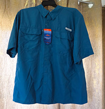 Habit Coastal Villa Men's Fishing Shirt Short Sleeve Button Pockets 2XL Blue picture