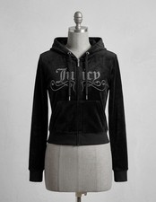 Juicy Couture Women’s Gray Velour Full Zip Hooded Logo Hoodie Pockets S picture