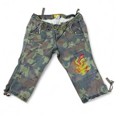Rare Vtg Y2K Z Cavaricci Embroidered Dragon Camo Cargo Pants picture