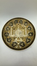 Vintage Hand-Engraved Indian Brass Wall Plate / Charger – Taj Mahal Motif picture