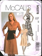 5378 Vintage McCalls SEWING Pattern Misses Buttoned Front Belt Dress Sash UNCUT picture