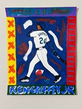 CARTER X Ken Griffey Jr Mariners 11x14 Original 1/1 Acrylic CELEBRATE painting picture