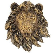 Veemoon Lion Head Wall Statue Resin Bronze Lion Head Wall Hanging Sculpture Wall picture