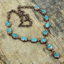 Valentines Sale Tibetan Turquoise Stone Chain Wife Electroformed Necklace Copper picture
