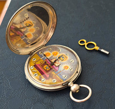 Silver 19th Century Full Hunter Masonic Pocket Watch,maker J.Wyss,Swiss,working  picture