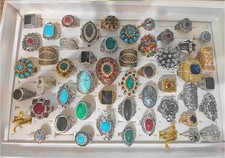 Vintage Metal Statement Rings 20pcs Wholesale Mixed Style Unisex Jewelry Bulk picture
