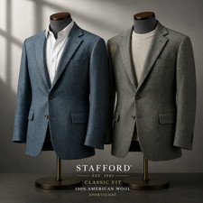 Stafford Classic Fit 100%American Wool Sportcoat Green & Navy Men sizes 40 to 52 picture