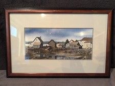 Rob O'Dell '04 Watercolor Painting Mat Framed Maine Village Joyce Petter Gallery picture