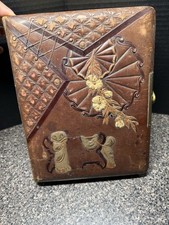 Antique Victorian Leather Photo Album Cabinet Card CDV Brass Clasp 11” picture