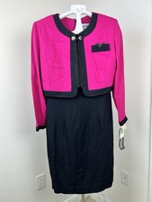 True Vintage 80s NWT Dress Perceptions By Irene B 10 Hot Pink Black Halloween picture