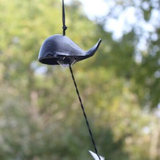Iron Japanese Wind Chime, Whale, Black picture