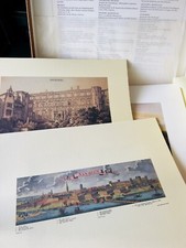 Antique copperplate engravings collection German city castle facsimile radie picture