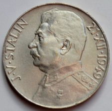 1949 CZECHOSLOVAKIA - 50 KORUN - 70 BIRTHDAY JOSEF STALIN - BU SILVER - RARE picture