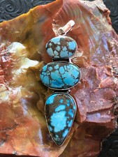 Blue Turquoise Totem Pendant Cherry Chocolate Matrix 3