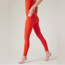 Athleta Transcend Stash Tight with Pockets Larkspur Red (orange) medium leggings picture