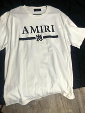 AMIRI Men's White Graphic Logo Crew Neck Short Sleeve Cotton Jersey T-Shirt XL picture