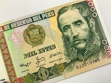1988 Peru 1000 Mil Intis Uncirculated Banknote W908 picture