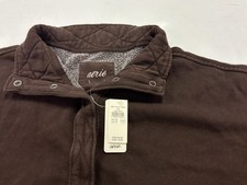 Aerie Womens XS Brown Snap Button Henley Pullover Sweatshirt Quilted Collar NWT picture