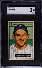 1951 Bowman #2 Yogi Berra SGC 3 Vintage Yankees HOF Baseball Card (7202) picture