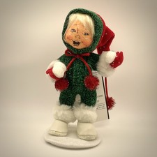 NEW w/Tag Annalee Mobiltee Doll 6” Snowball Kid-Green 763707 Logo Bag picture