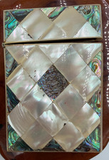 Antique Mother of Pearl & Abalone Calling Card Case 2.75