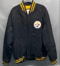 Vintage Pittsburgh Steelers 100% Leather Jacket XL NFL Bomber picture