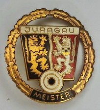 VINTAGE GERMAN BAVARIAN JURAGAU MEISTER SHOOTING CLUB ENAMEL AWARD BADGE PIN picture