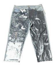 Brand New- Eloquii Dual Tone Sequins Straight Cut Denim Jeans Womens (Size 18) picture