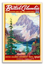 British Columbia 1950s Canadian Vacation Travel Poster - 16x24 picture