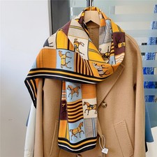 14 Momme Silk Twill Square Shawl 110x110cm Printed Wrap Scarf Bandana for Women picture