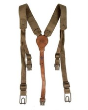 Original Czech Army Y-Strap canvas & leather suspenders harness shoulder picture