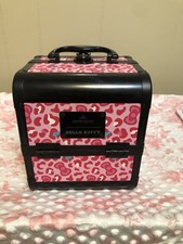 New Hello Kitty Impressions Slay Cube Red Pink Leopard Travel Makeup Case picture