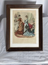 Vintage La Mode Illustree Paris Fashion Plate Framed & Matted 15x18 Wall Art picture