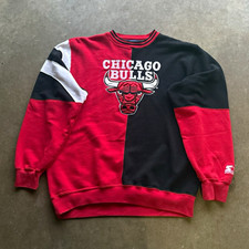 Starter Chicago Bulls NBA Colorblock Crewneck Sweatshirt XL Red/Black/White picture
