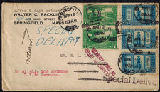 Bermuda 1925 UNIQUE SPECIAL DELIVERY COVER Airship to Bermuda & Returned picture