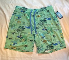 IZOD Saltwater Men's Classic Fit Swim Trunks XL Green Tropical Print picture