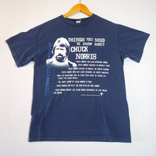 Vintage 2008 Chuck Norris Facts Hybrid Tees T-Shirt Mens Navy Blue Graphic picture