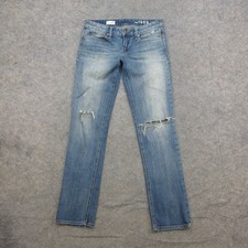 Gap 1969 Jeans Women's Blue Distressed Straight Stretch Size 28R picture