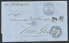 ARGENTINA to USA 1866 Taxed Cover sent by Mantels & Pfeiffer VF picture