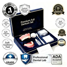 premium Silicone Dentures kit Upper Lower False Teeth Set Instant Smile too picture