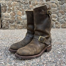 Chippewa Engineer Boots- Vintage Made in USA - Rough Out Leather 7.5 E   picture